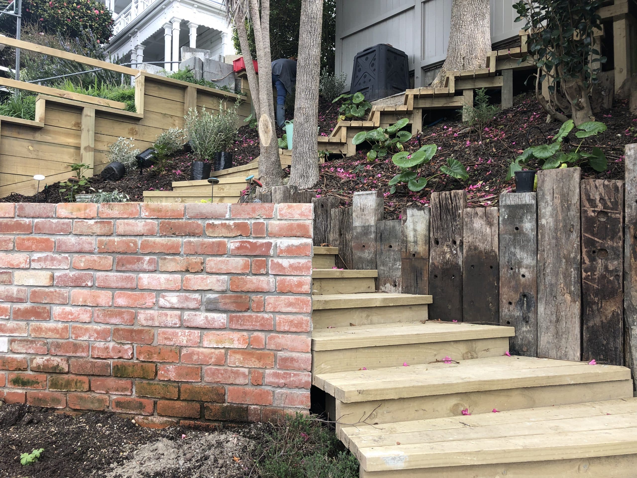 Timber retaining walls built by Distinctive Landscapes