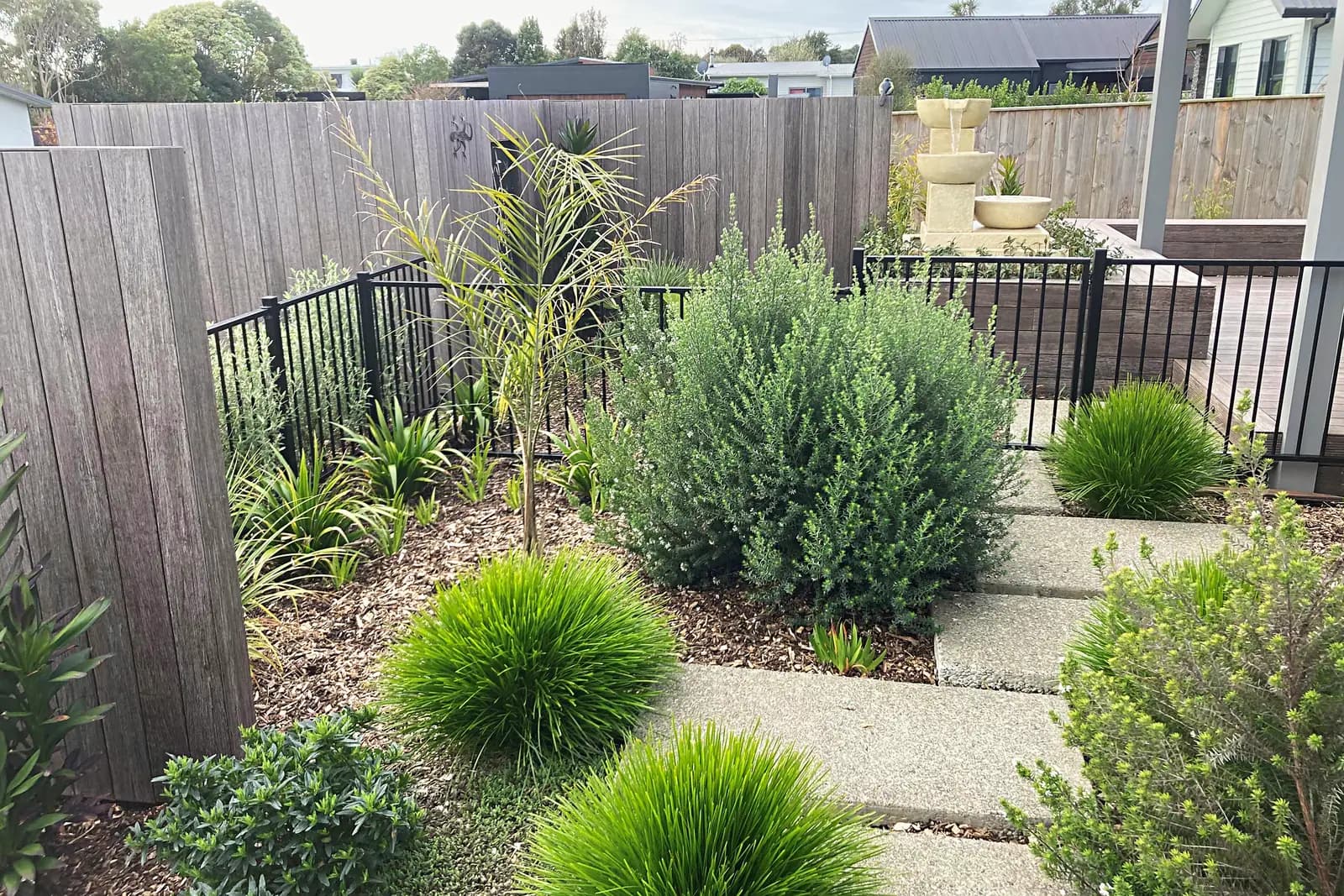 Planted path along a timber fence, Otaki